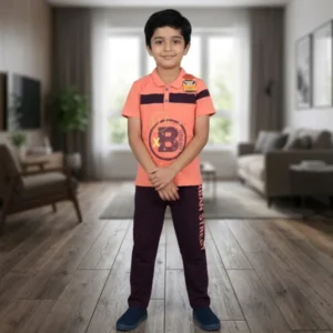 Boys cotton collar set 2-12 years - b urban - pink - story kids