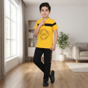Boys cotton collar set 2-12 years - urban style - yellow - story kids