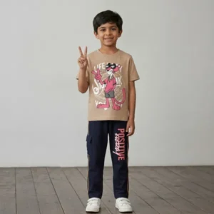 Boys cotton full pant set 2-6 years - life - beige - story kids