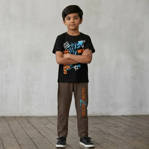 Boys cotton full pant set 2-6 years - now - black - story kids
