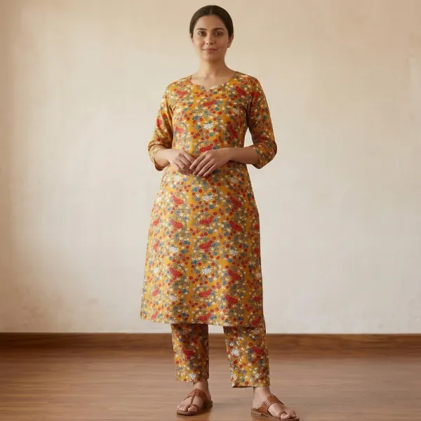 avaasa rayon cord set - side cut kurti and pant